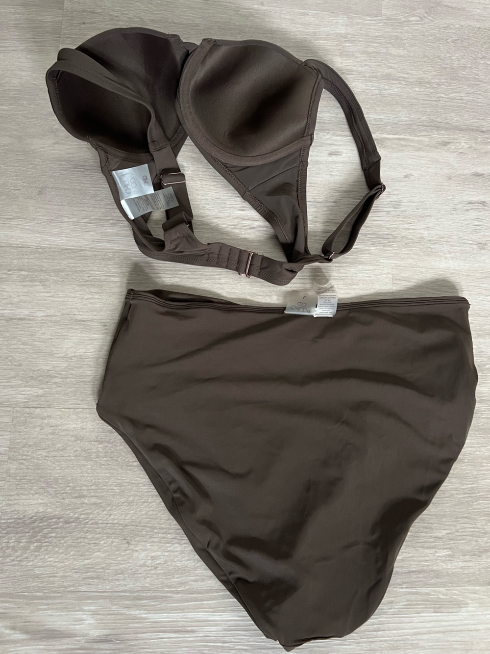 CALIA Swim Bikini 2 Piece Rich Brown 34D Underwire Top & High-Waist Bottom Lg - Picture 4 of 7